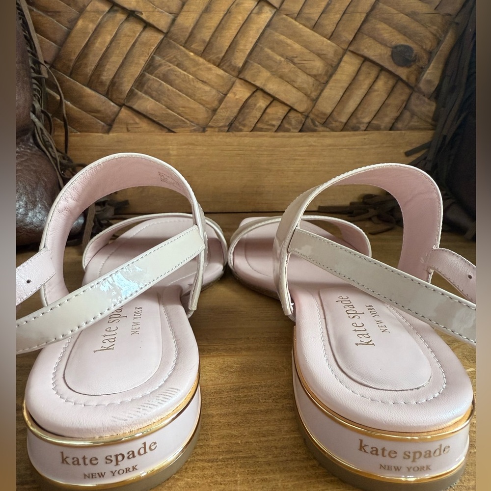 Kate Spade New York Merritt Patent Leather Pink Slingback Sandals Sise 7.5 - Picture 8 of 10